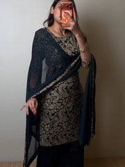Black Straight Cut 3pc kurti Suit