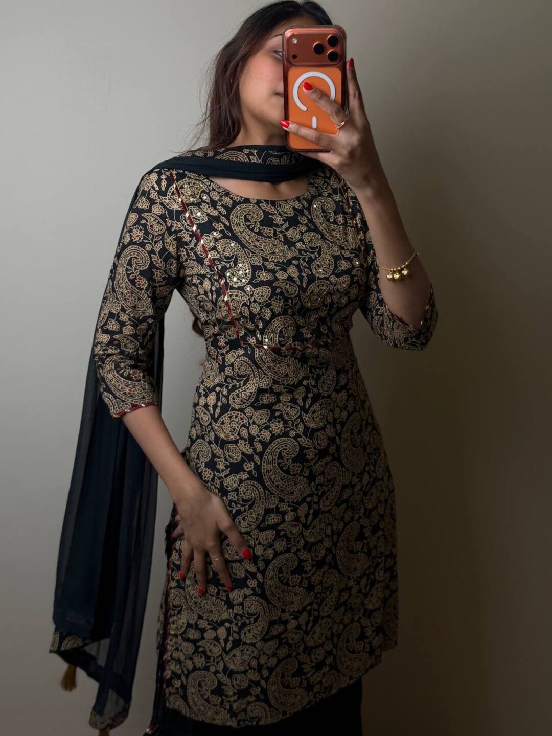 Black Straight Cut 3pc kurti Suit