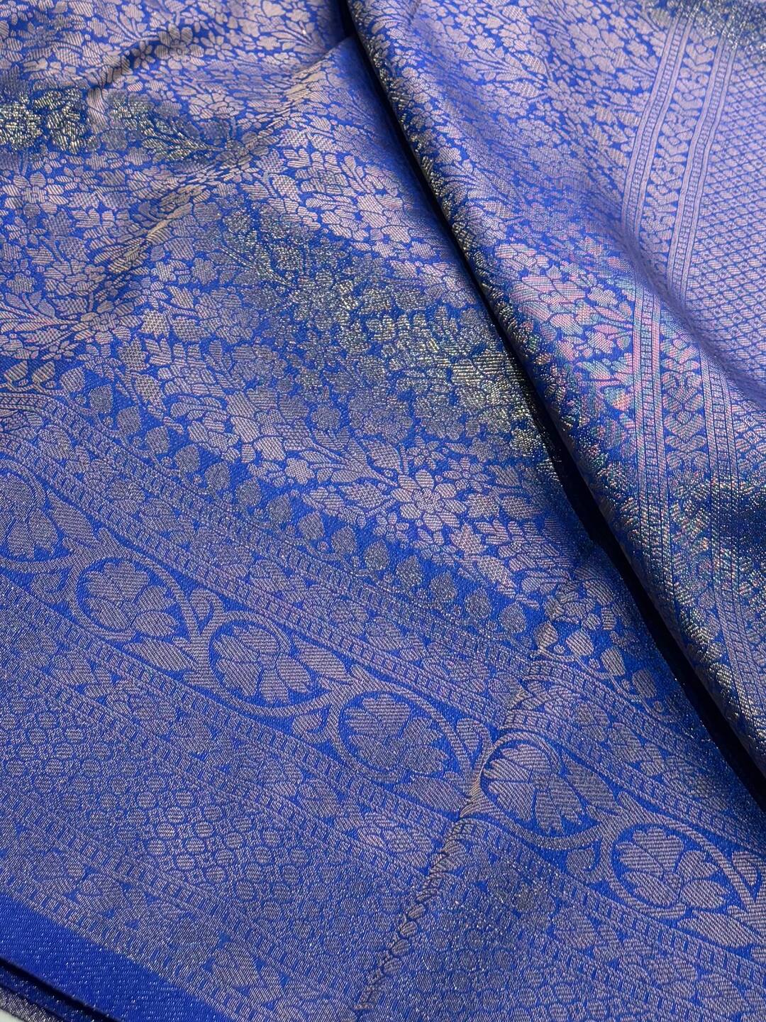Royal Blue Banaras Chiffon Saree