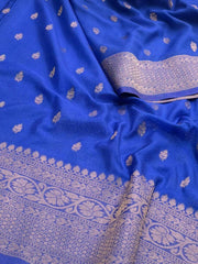 Royal Blue Banaras Chiffon Saree