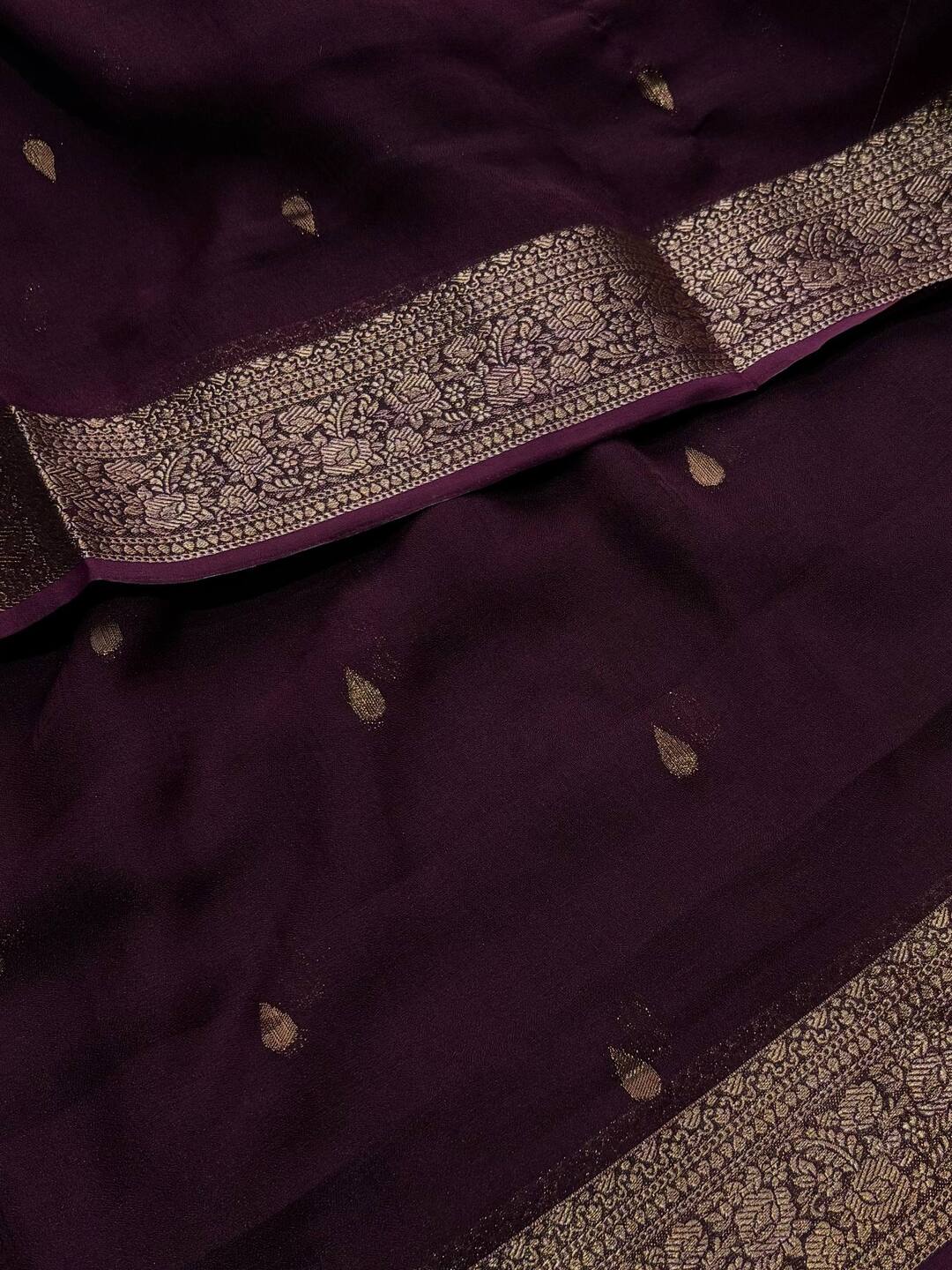 Wine Purple Chiffon Saree