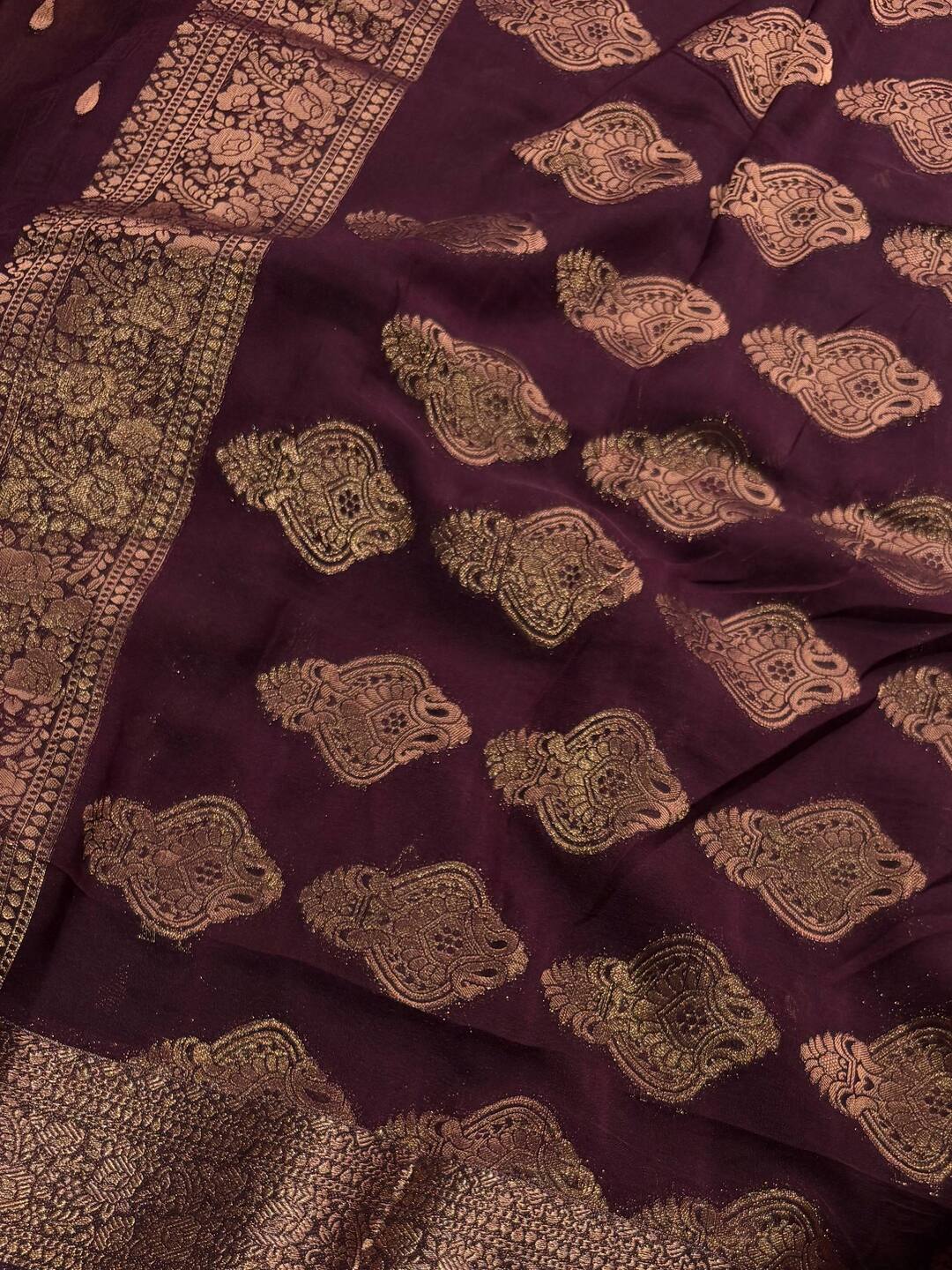 Wine Purple Chiffon Saree