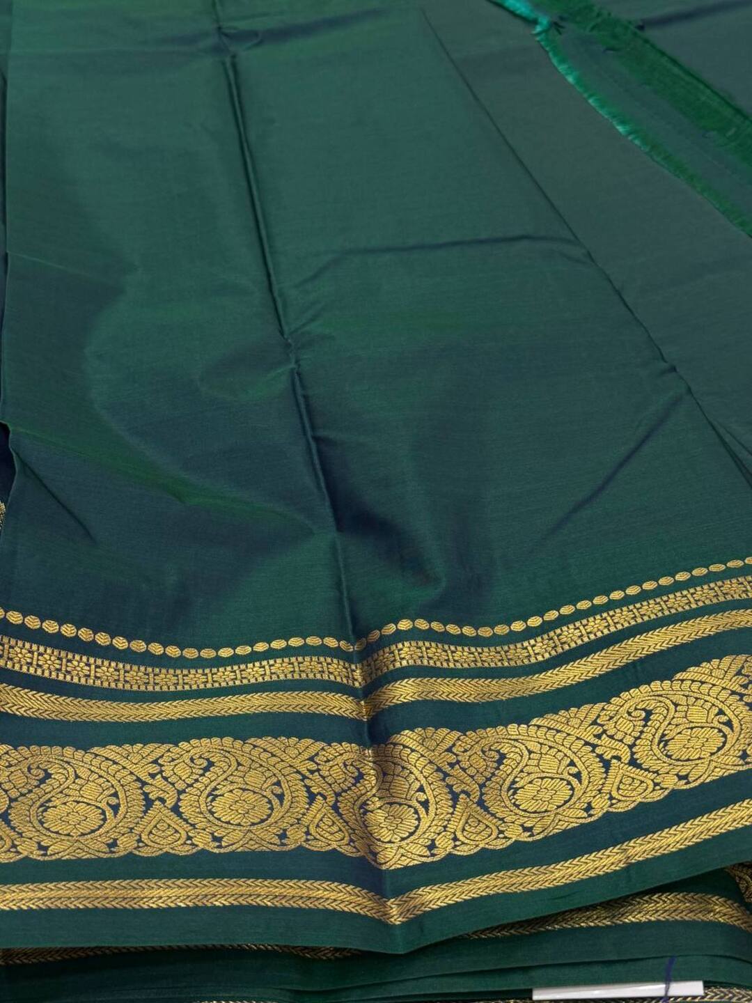 Peacock Green Semi Kanchi Silk Saree