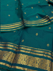 Peacock Blue Semi Kanchi Silk Saree