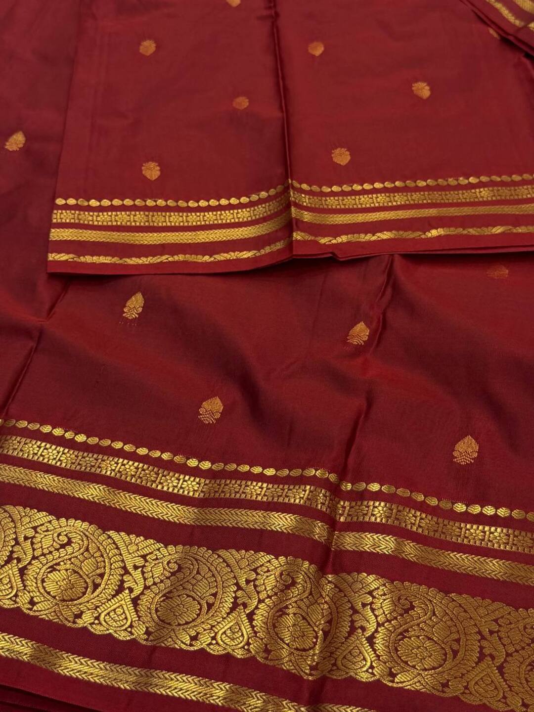 Burnt Orange Semi Kanchi Silk Saree