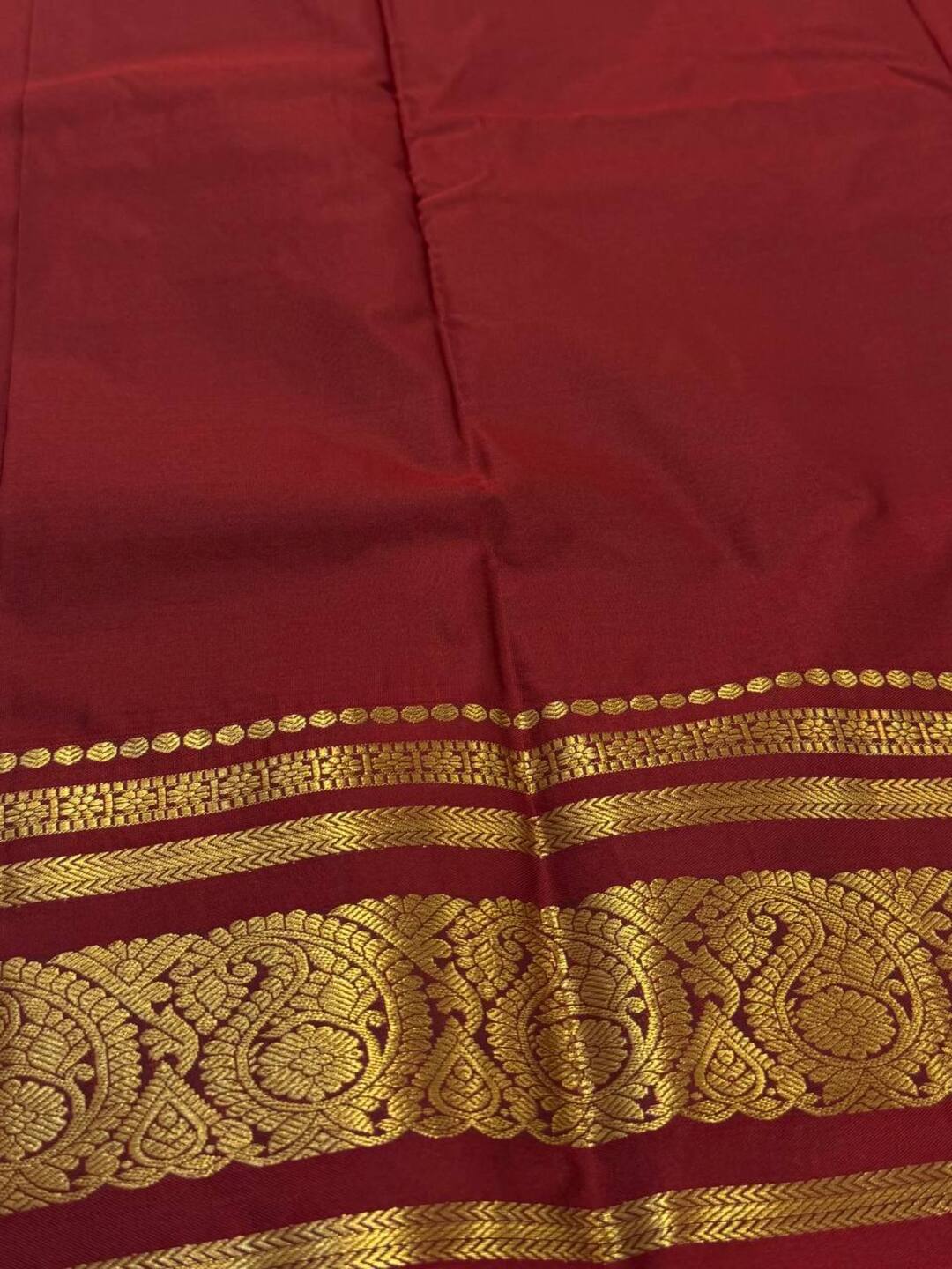 Burnt Orange Semi Kanchi Silk Saree