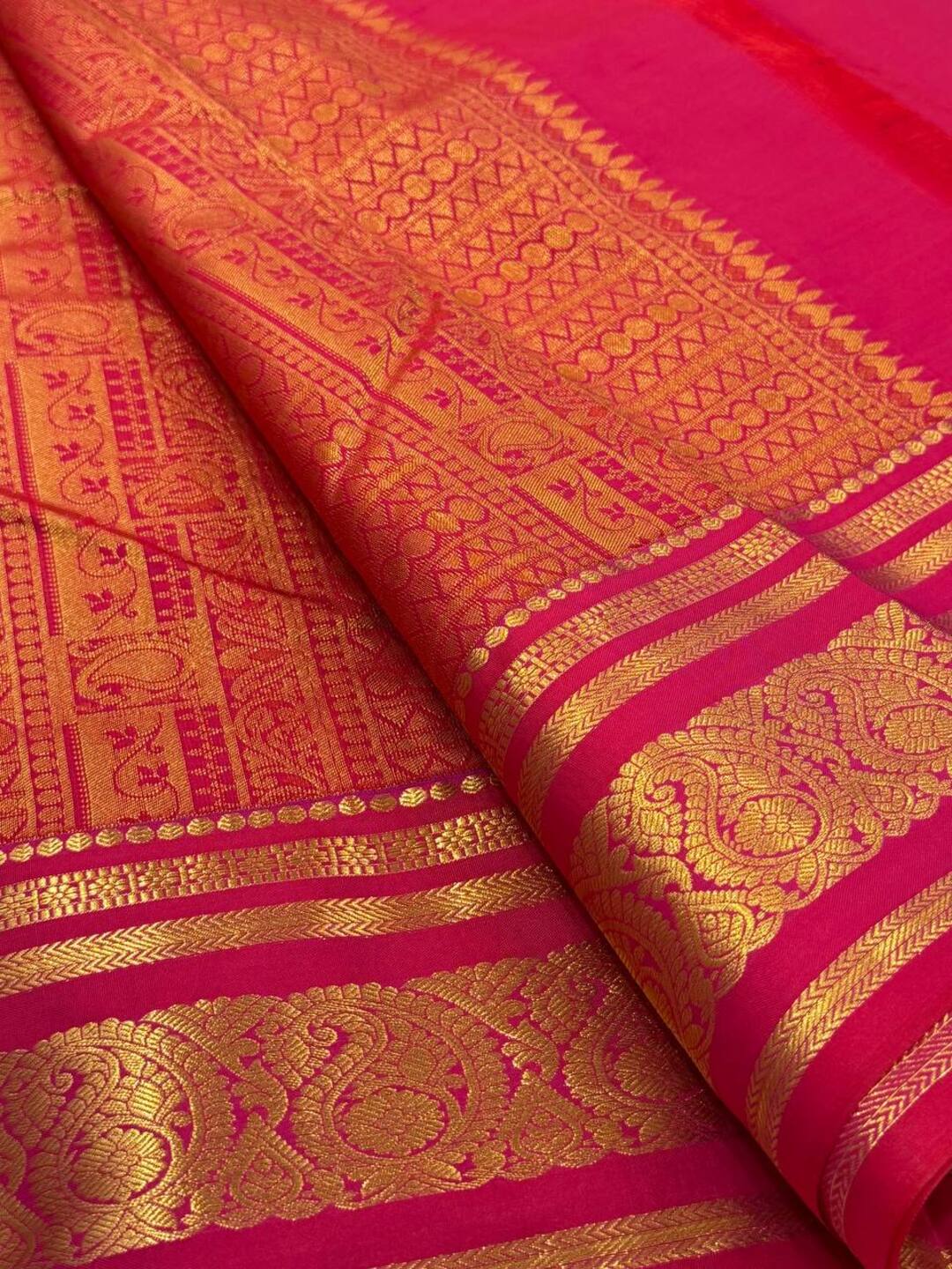 Dual Tone Pink Semi Kanchi Silk Saree