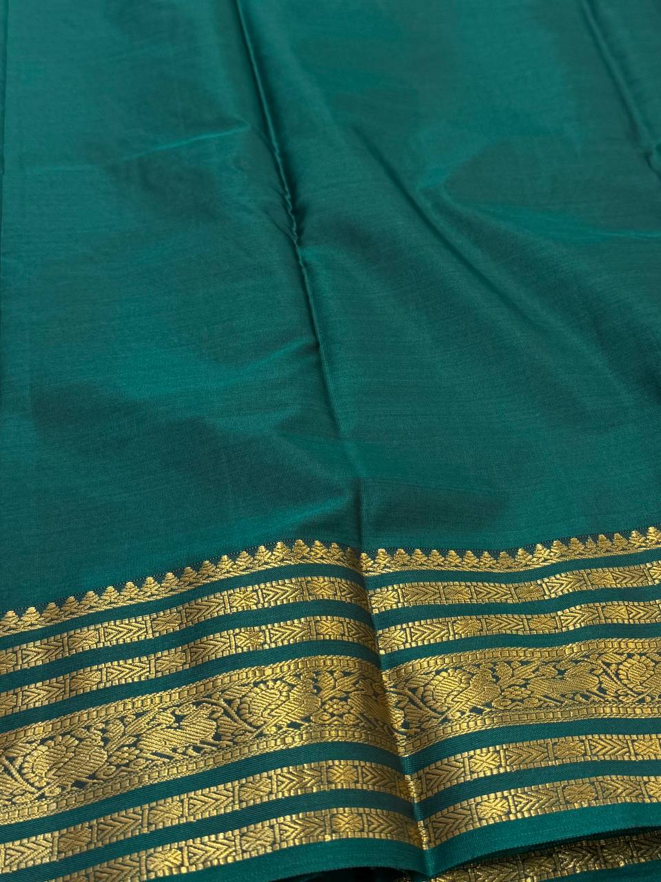 Peacock Green Semi Kanchi Silk Saree
