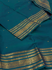 Peacock Blue Semi Kanchi Silk Saree