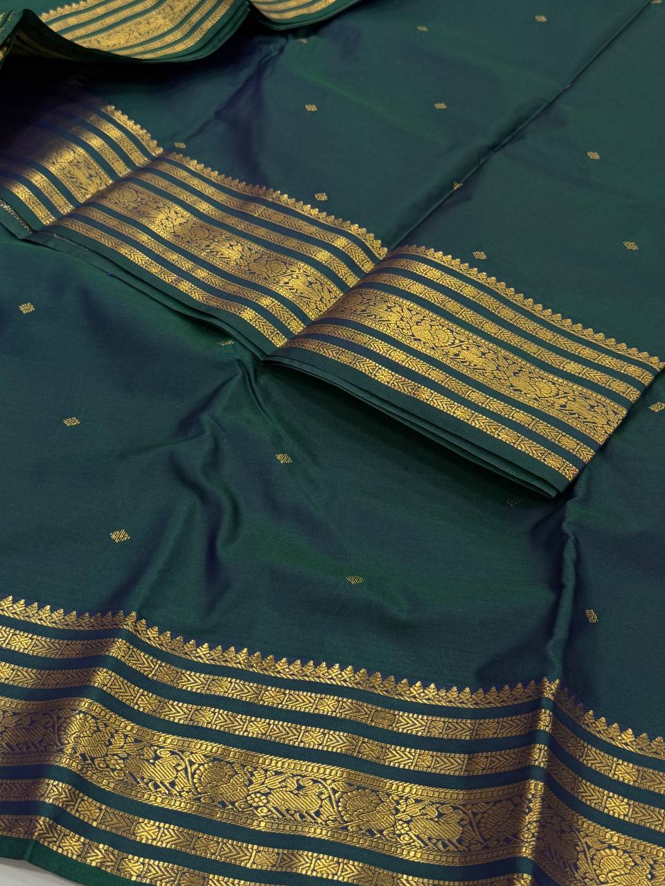 Teal Blue Semi Kanchi Silk Saree