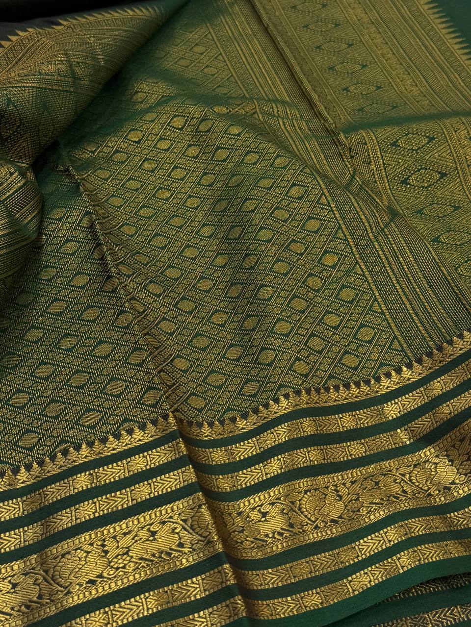 Dark Green Semi Kanchi Silk Saree