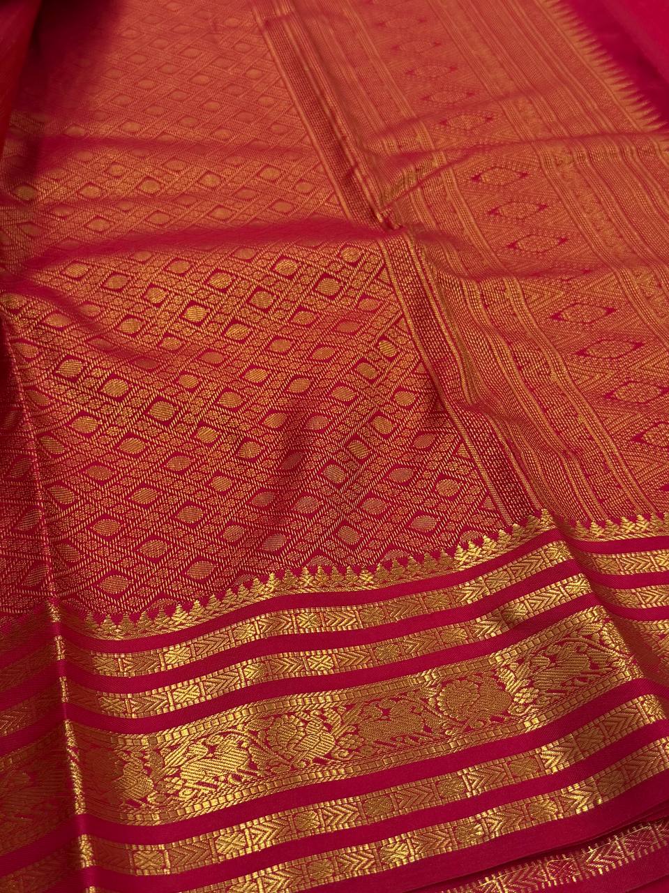 Hot Pink Semi Kanchi Silk Saree