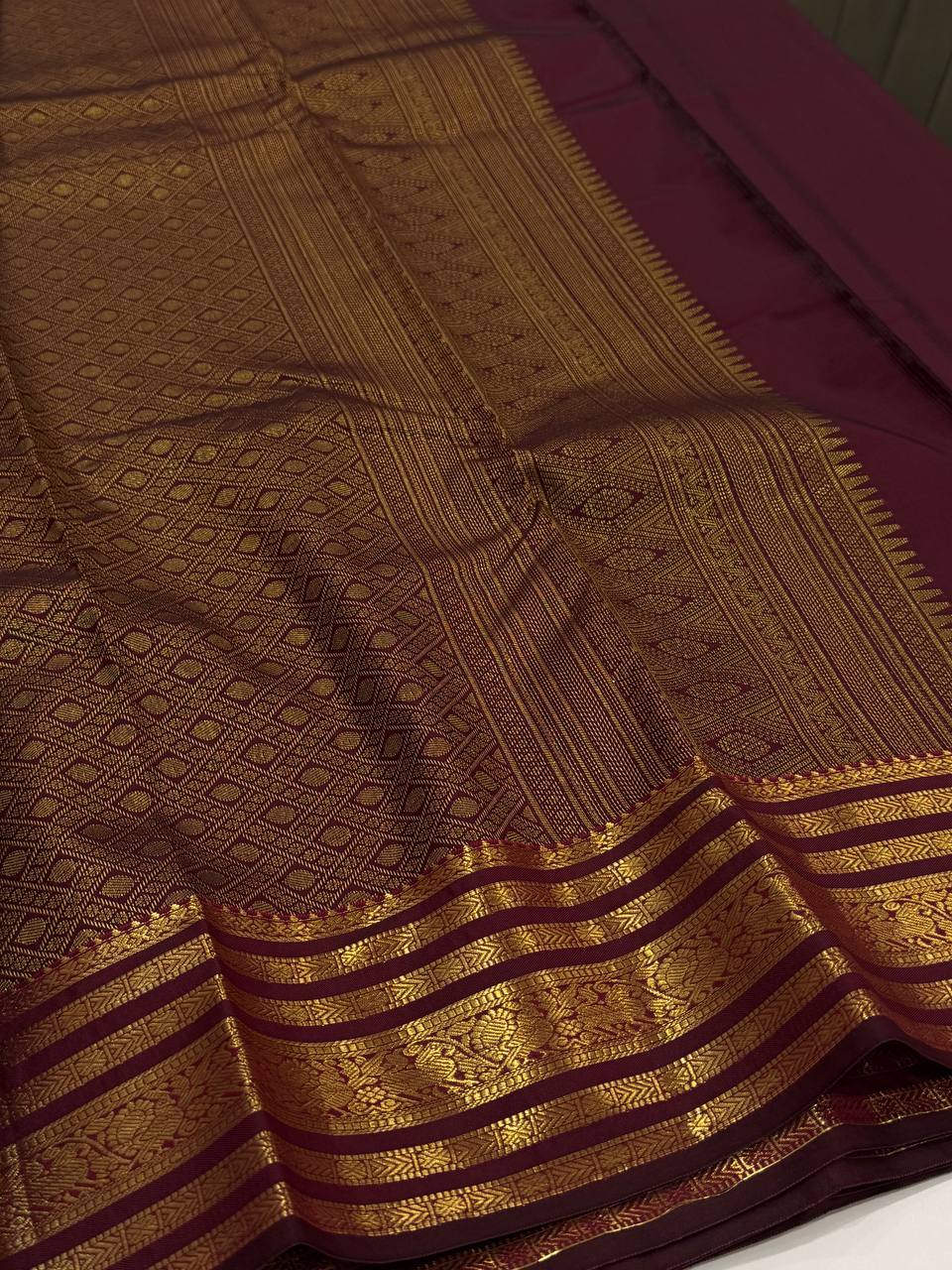 Maroon Semi Kanchi Silk Saree