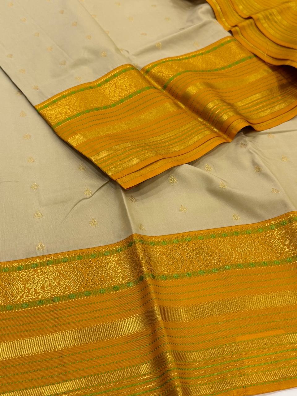 Beige Semi Kanchi Silk Saree