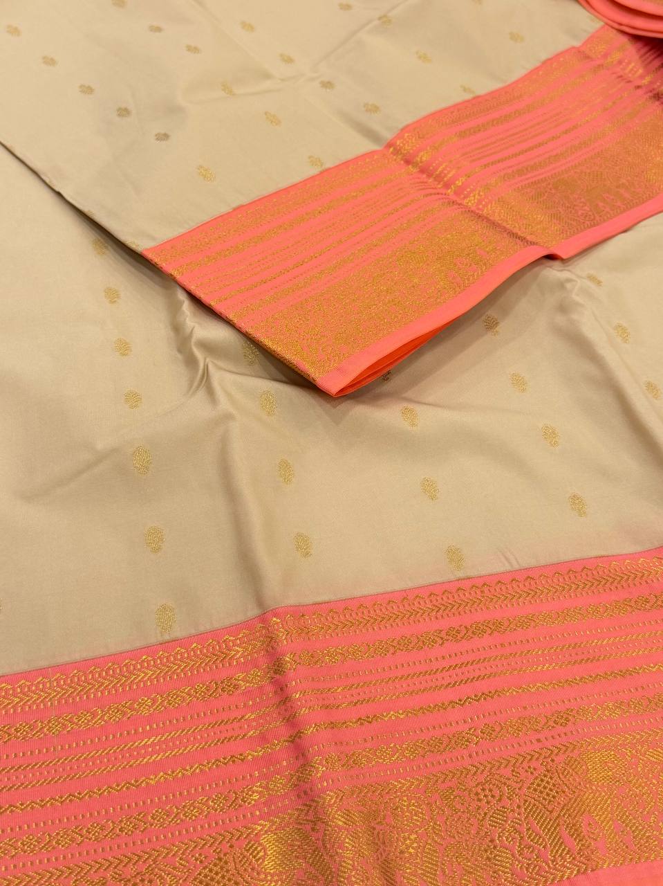 Beige Semi Kanchi Silk Saree