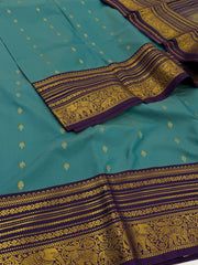 Turquoise Blue Semi Kanchi Silk Saree