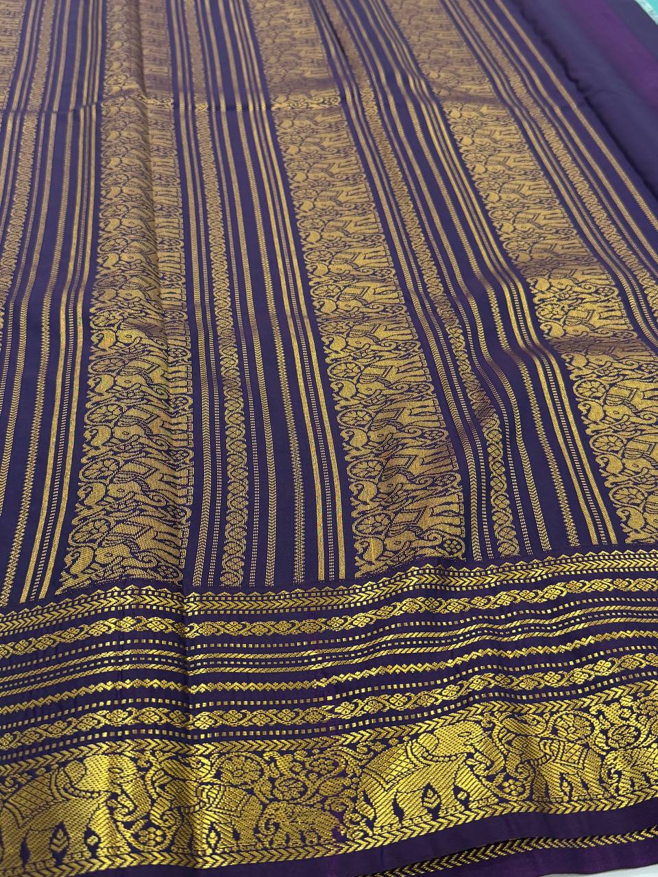Turquoise Blue Semi Kanchi Silk Saree
