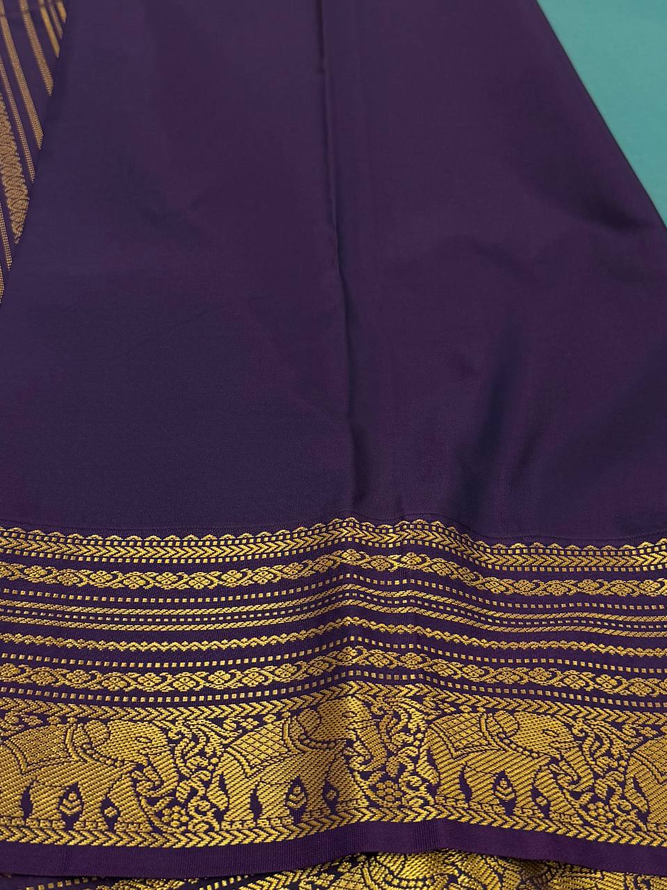 Turquoise Blue Semi Kanchi Silk Saree
