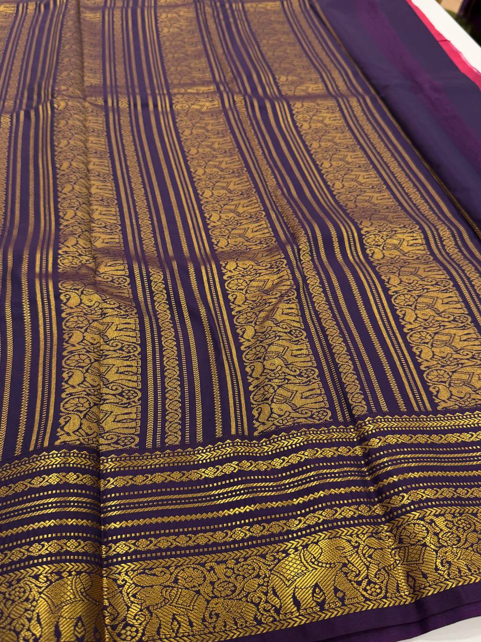 Hot Pink Semi Kanchi Silk Saree
