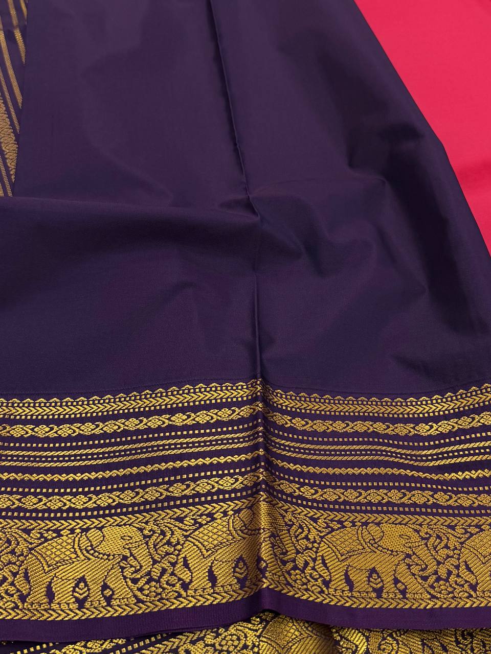 Hot Pink Semi Kanchi Silk Saree