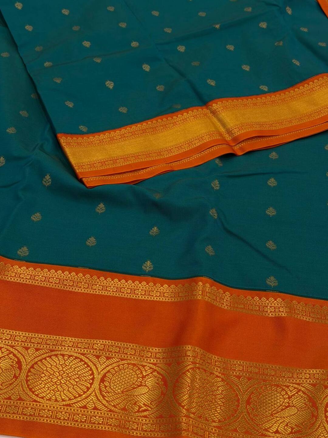Teal Green Semi Kanchi Silk Saree