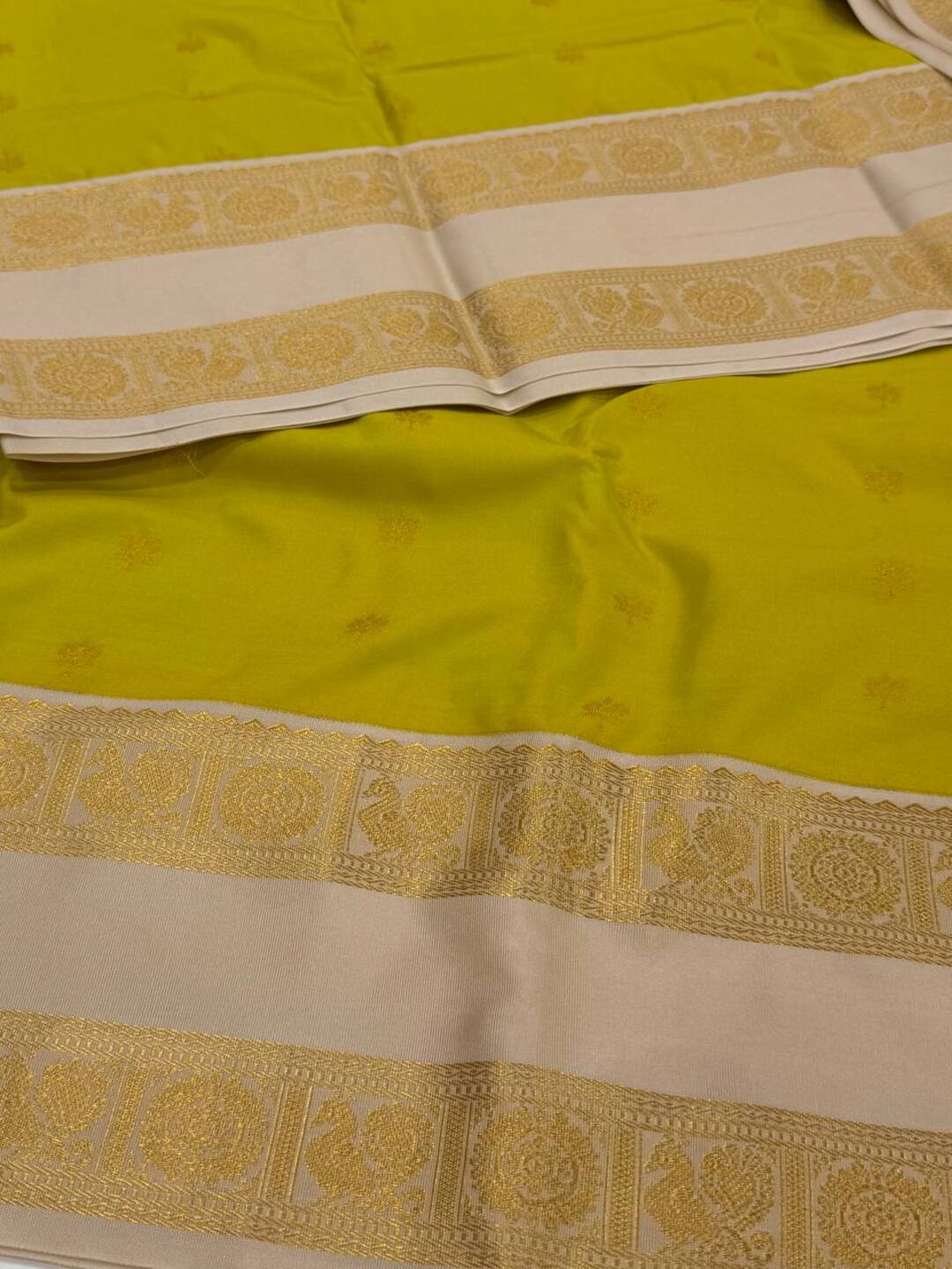 Lime Green Semi Kanchi Silk Saree