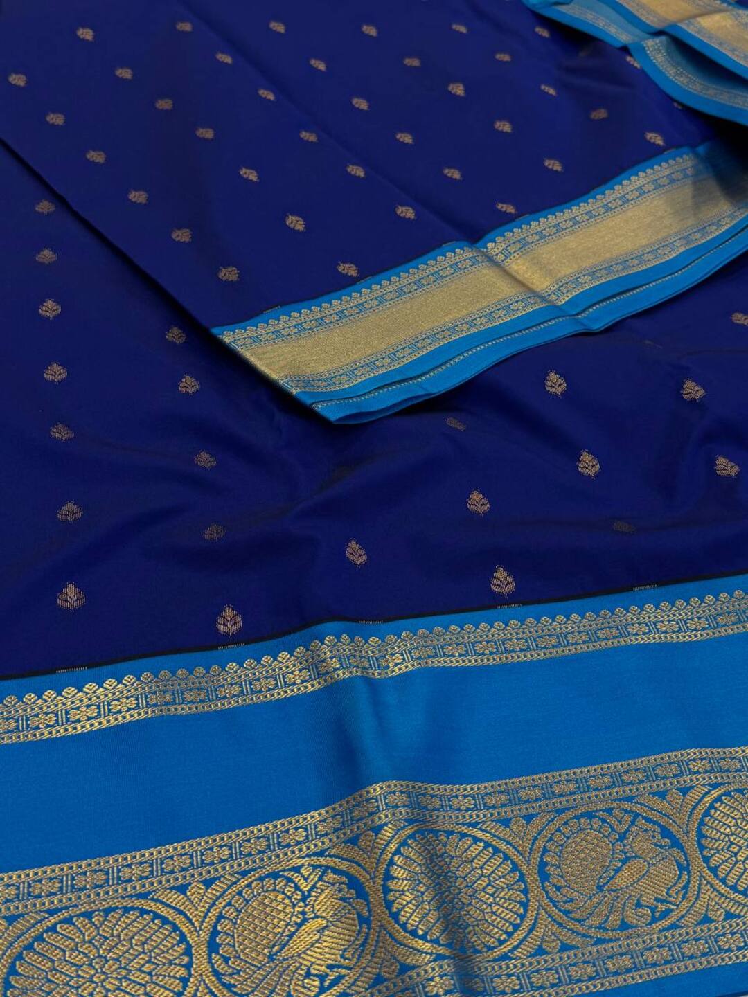 Navy Blue Semi Kanchi Silk Saree