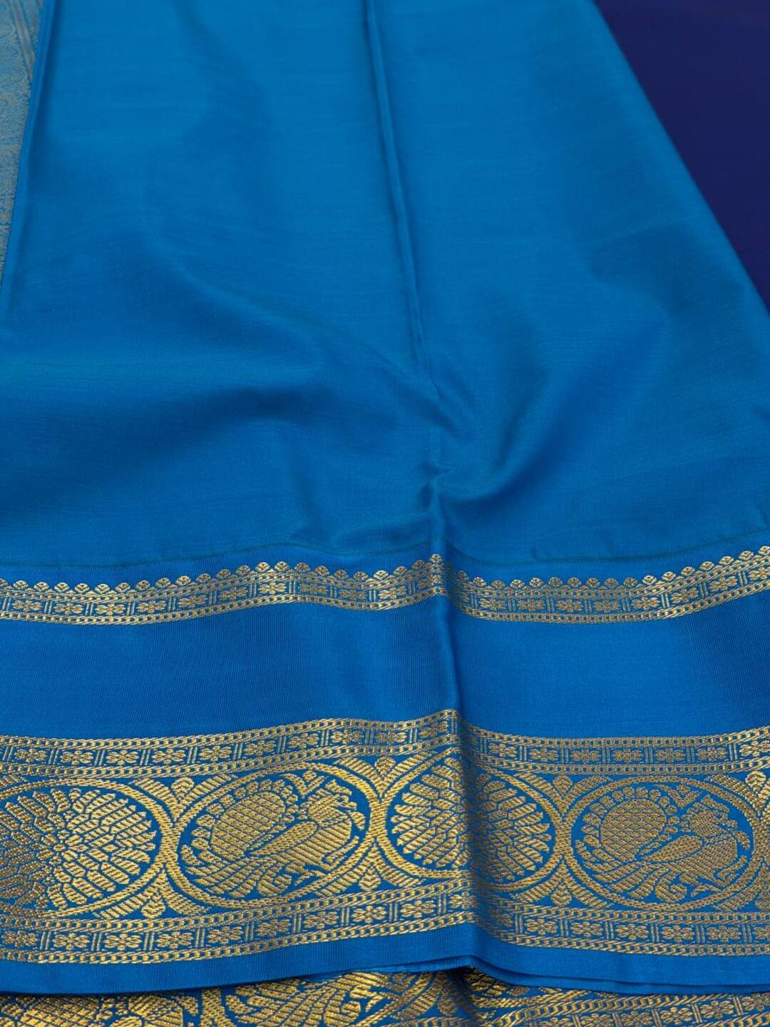 Navy Blue Semi Kanchi Silk Saree