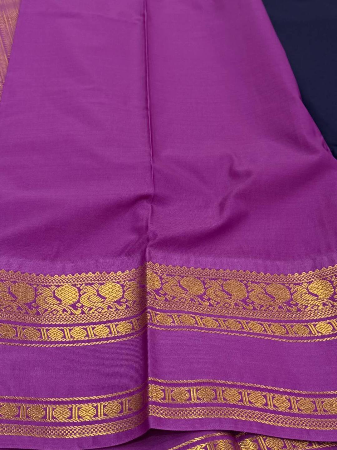 Dark Blue Semi Kanchi Silk Saree