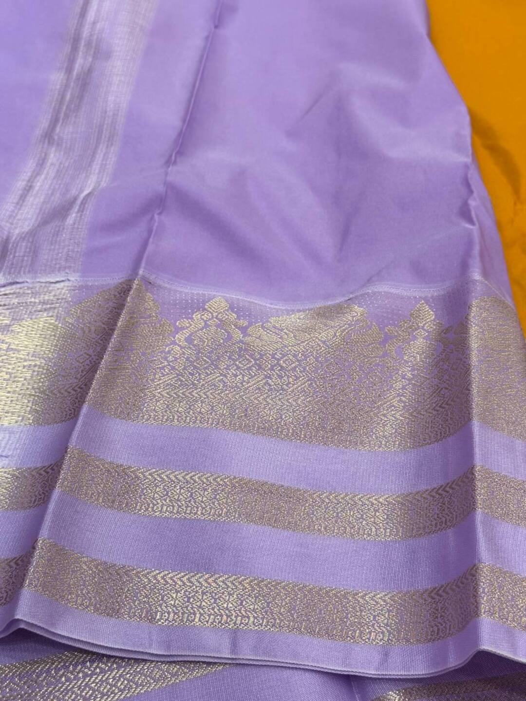 Mustard Yellow Semi Kanchi Silk Saree