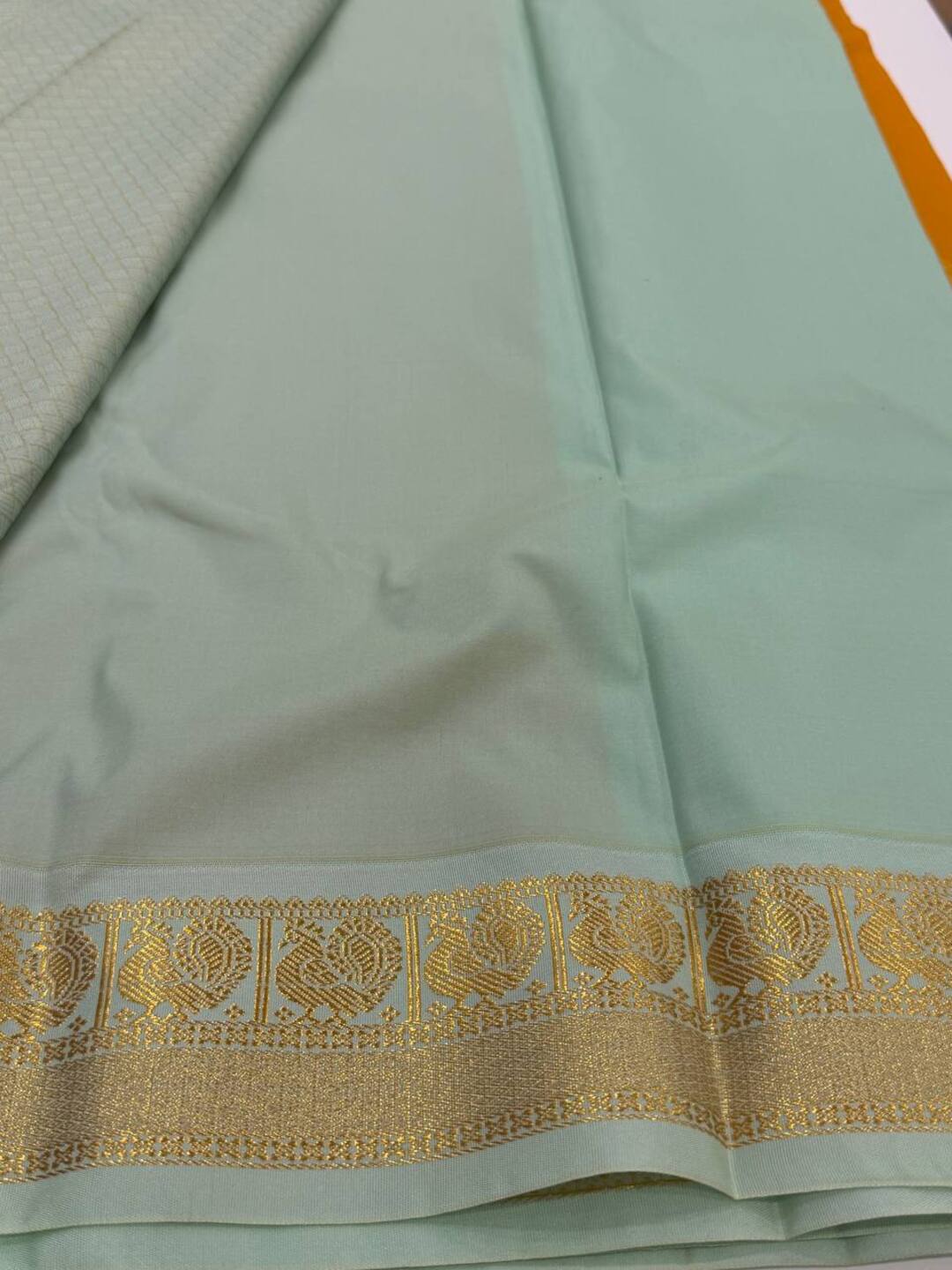Mustard Yellow Semi Kanchi Silk Saree