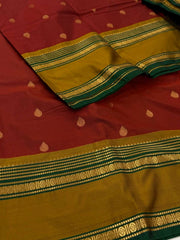 Cherry Red Semi Kanchi Silk Saree
