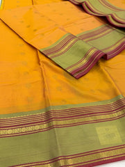 Pastel Yellow Semi Kanchi Silk Saree