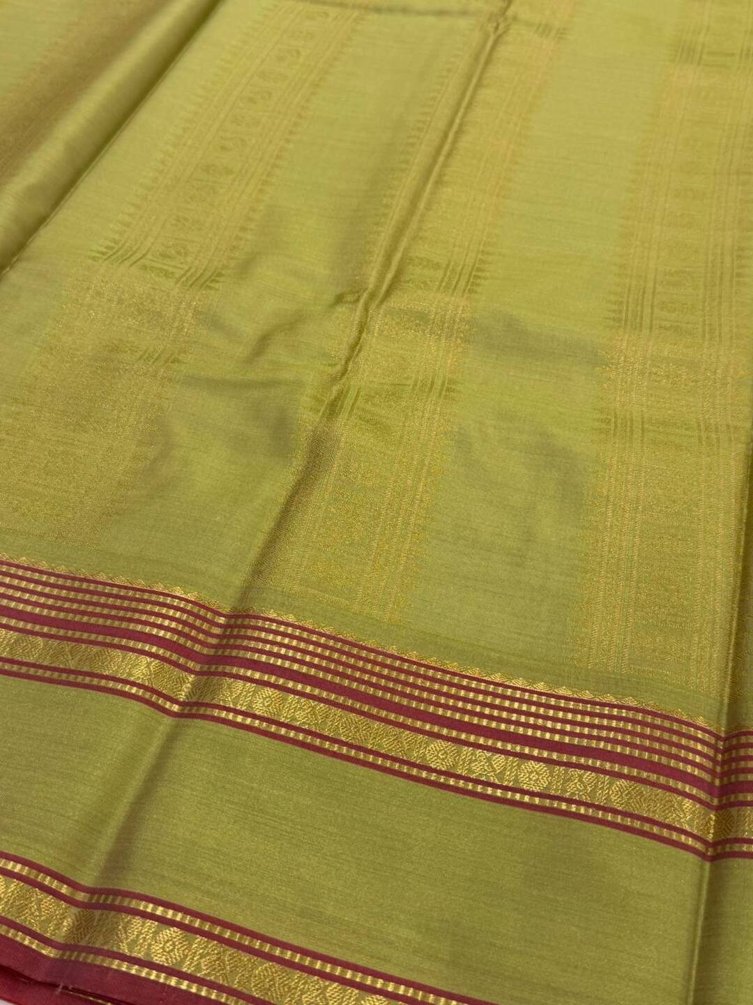 Pastel Yellow Semi Kanchi Silk Saree