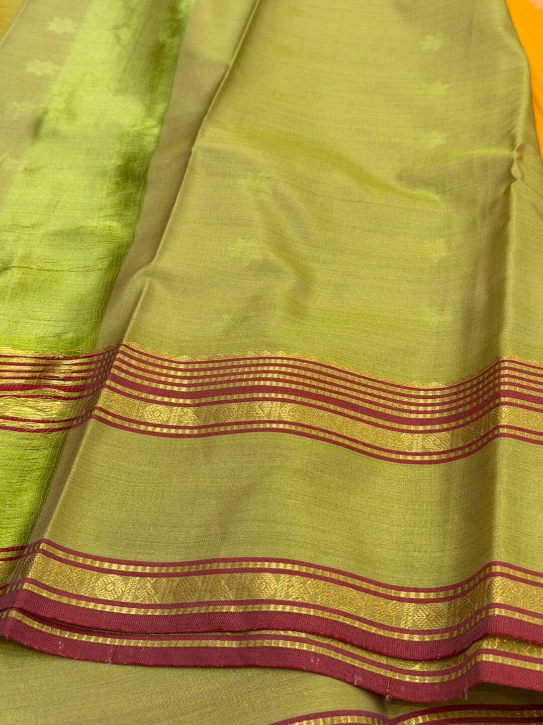 Pastel Yellow Semi Kanchi Silk Saree