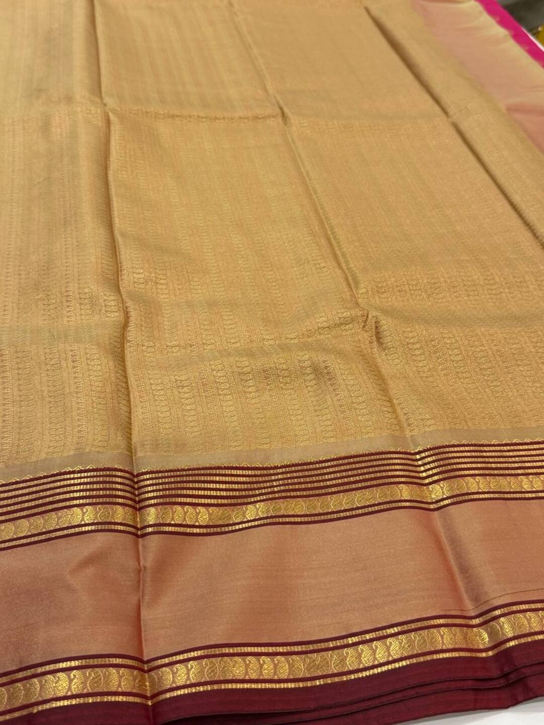 Hot Pink Semi Kanchi Silk Saree