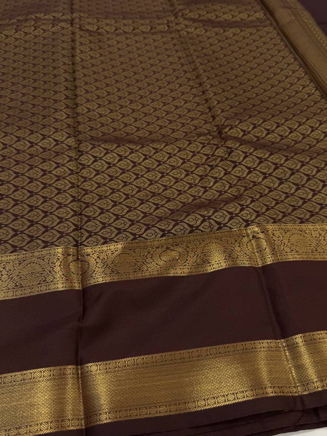 Burnt Orange Semi Kanchi Silk Saree