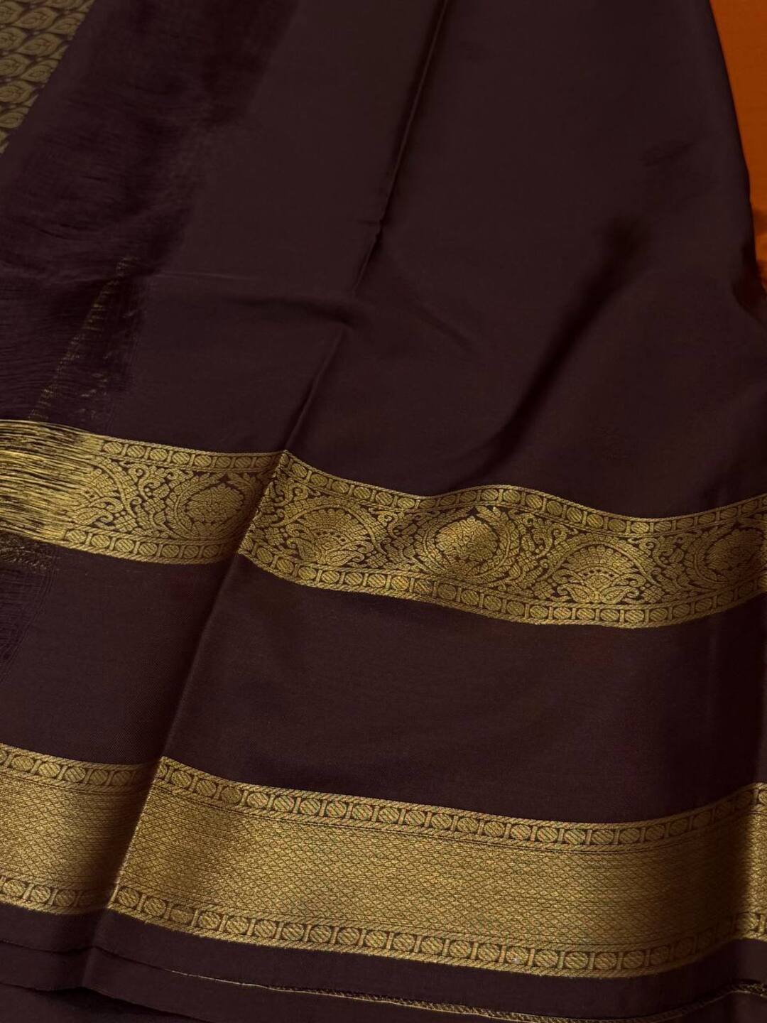 Burnt Orange Semi Kanchi Silk Saree