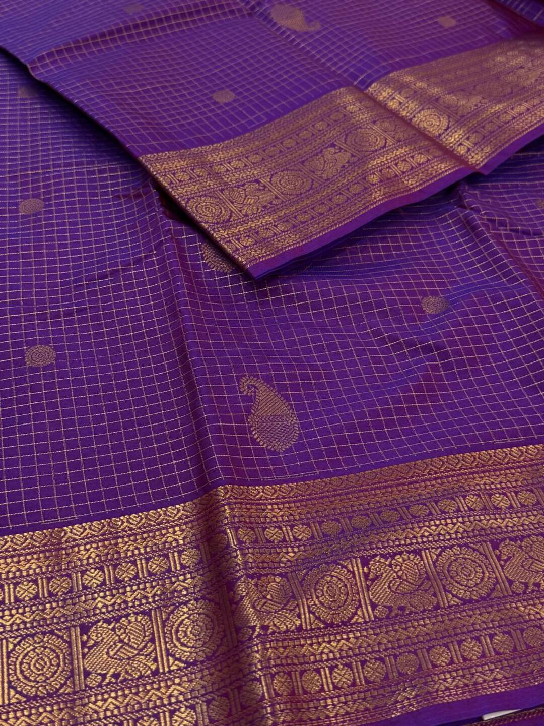 Dual Tone Purple Semi Kanchi Silk Saree