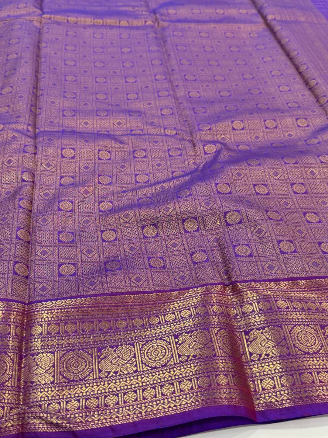 Dual Tone Purple Semi Kanchi Silk Saree