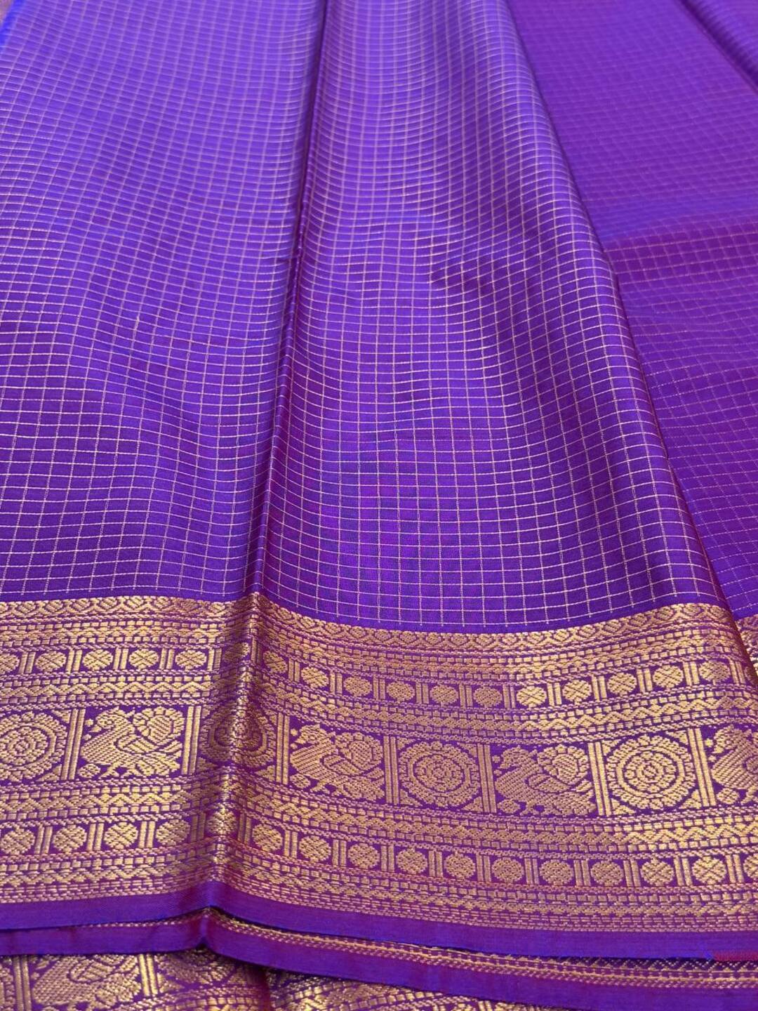 Dual Tone Purple Semi Kanchi Silk Saree