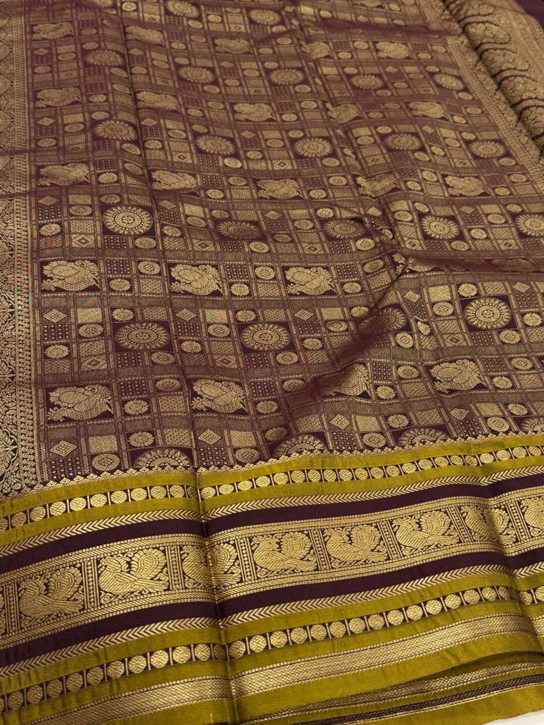Emerald Green Semi Kanchi Silk Saree