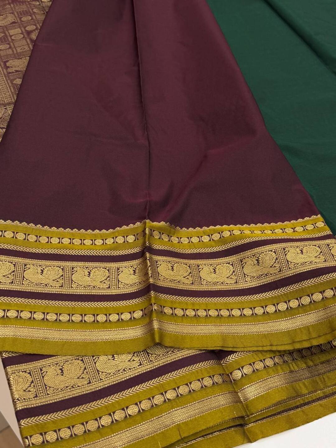 Emerald Green Semi Kanchi Silk Saree