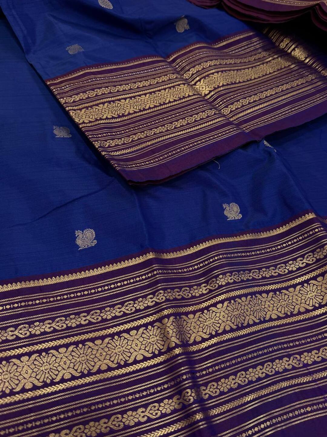 Navy Blue Semi Kanchi Silk Saree