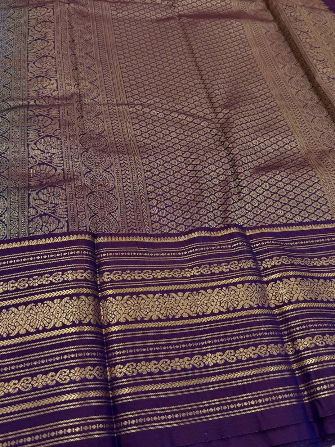 Navy Blue Semi Kanchi Silk Saree
