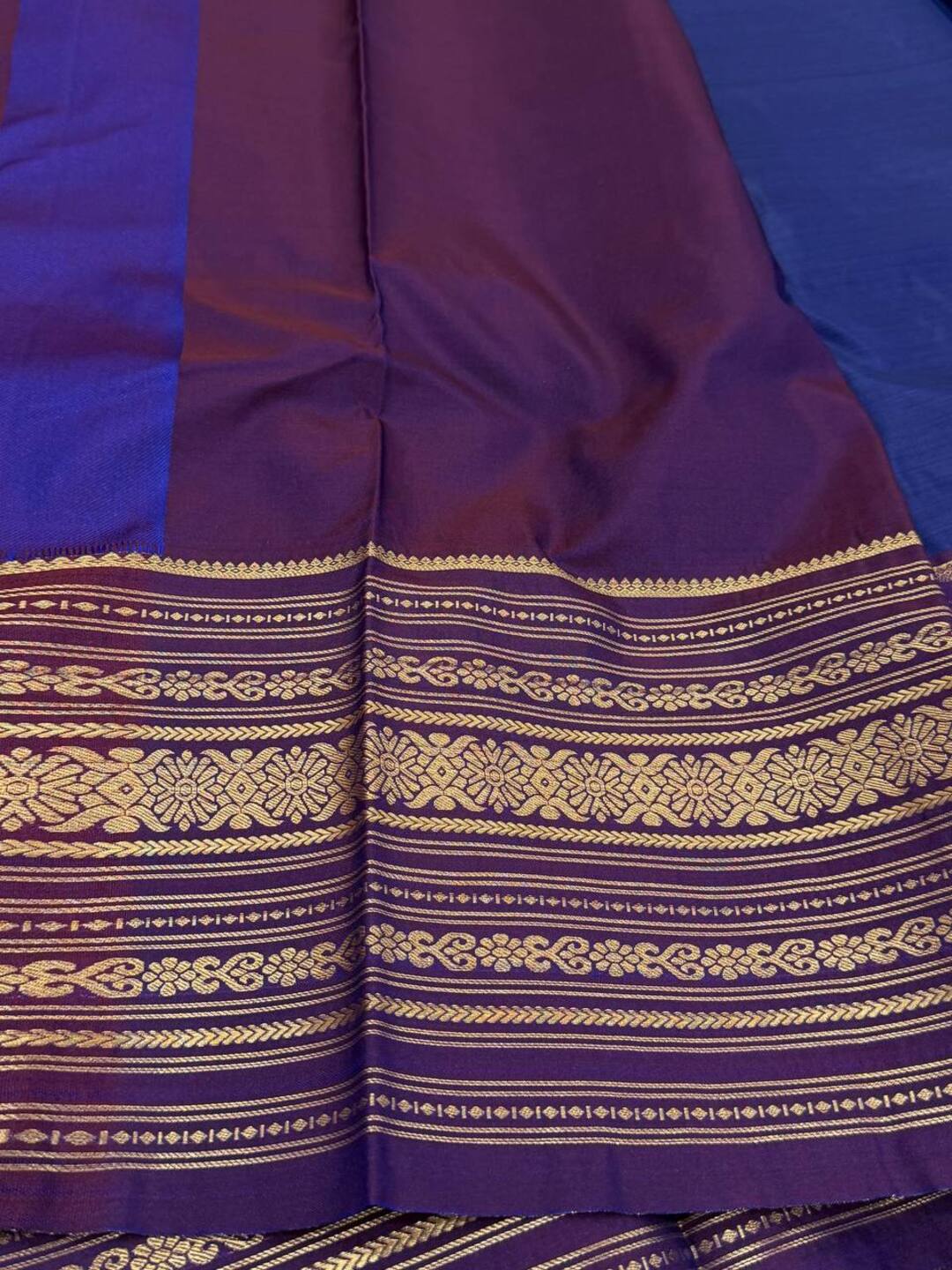 Navy Blue Semi Kanchi Silk Saree