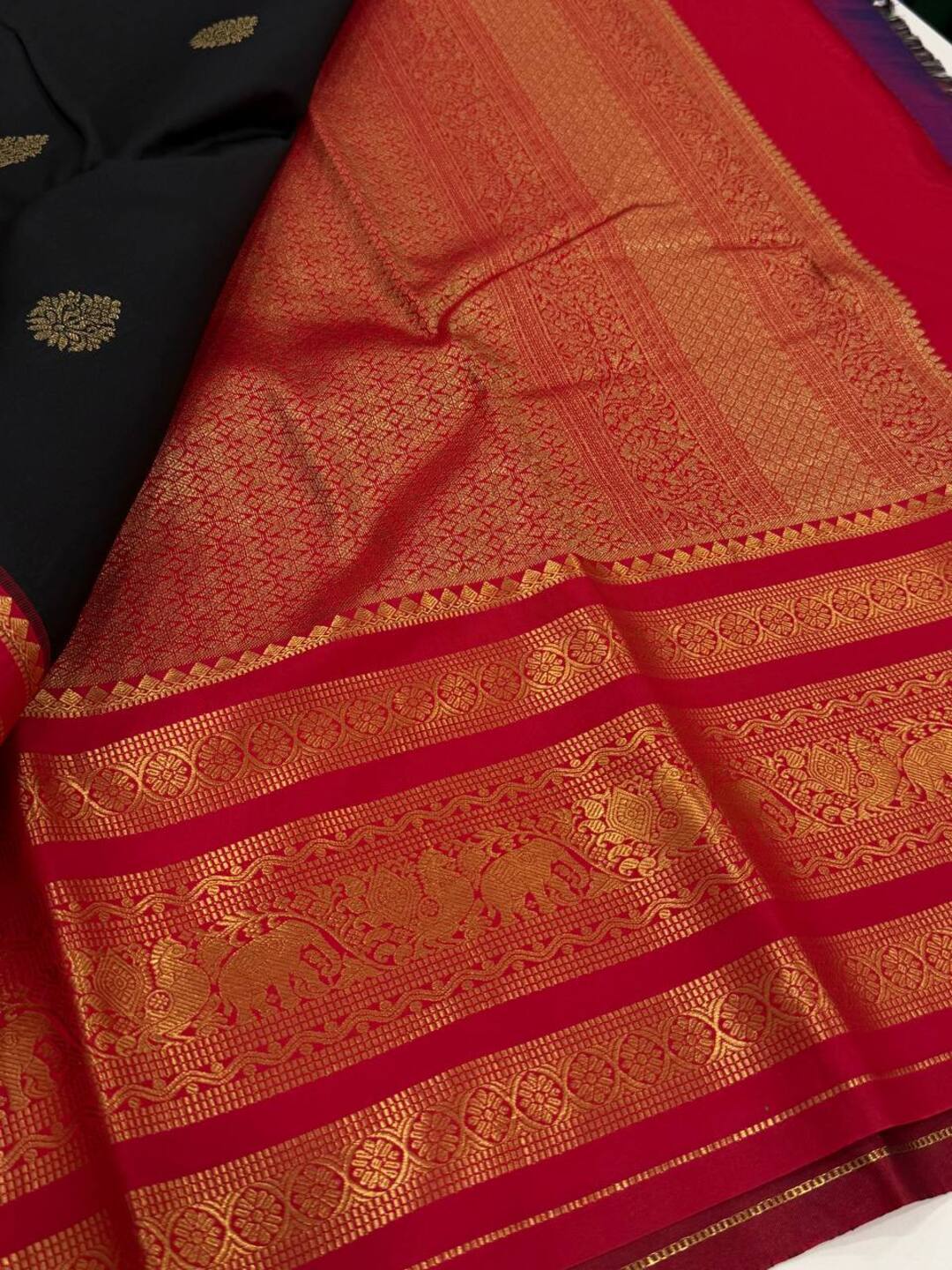 Black Semi Kanchi Silk Saree