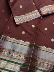 Brown Banaras Cotton Silk Saree