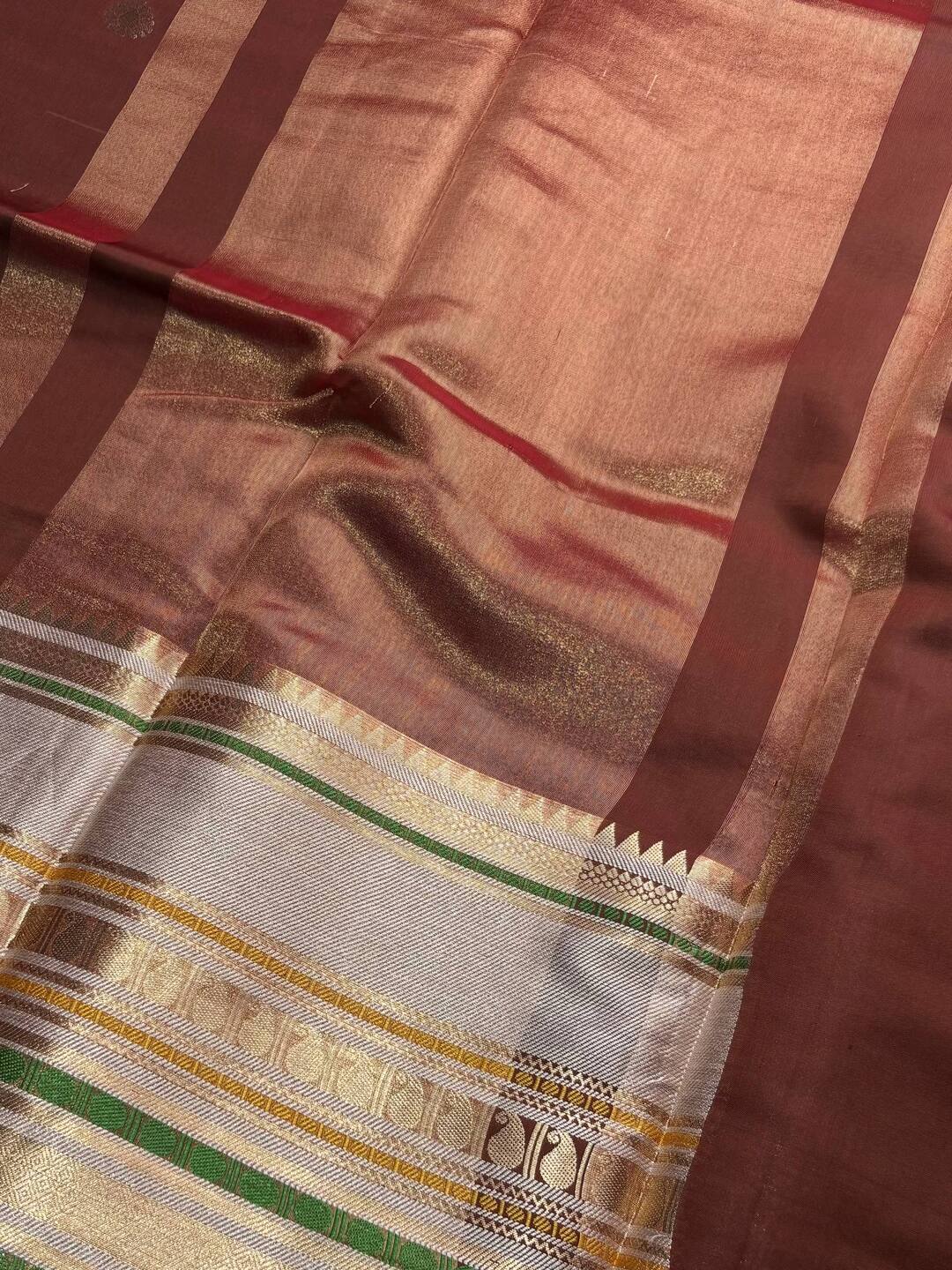 Brown Banaras Cotton Silk Saree