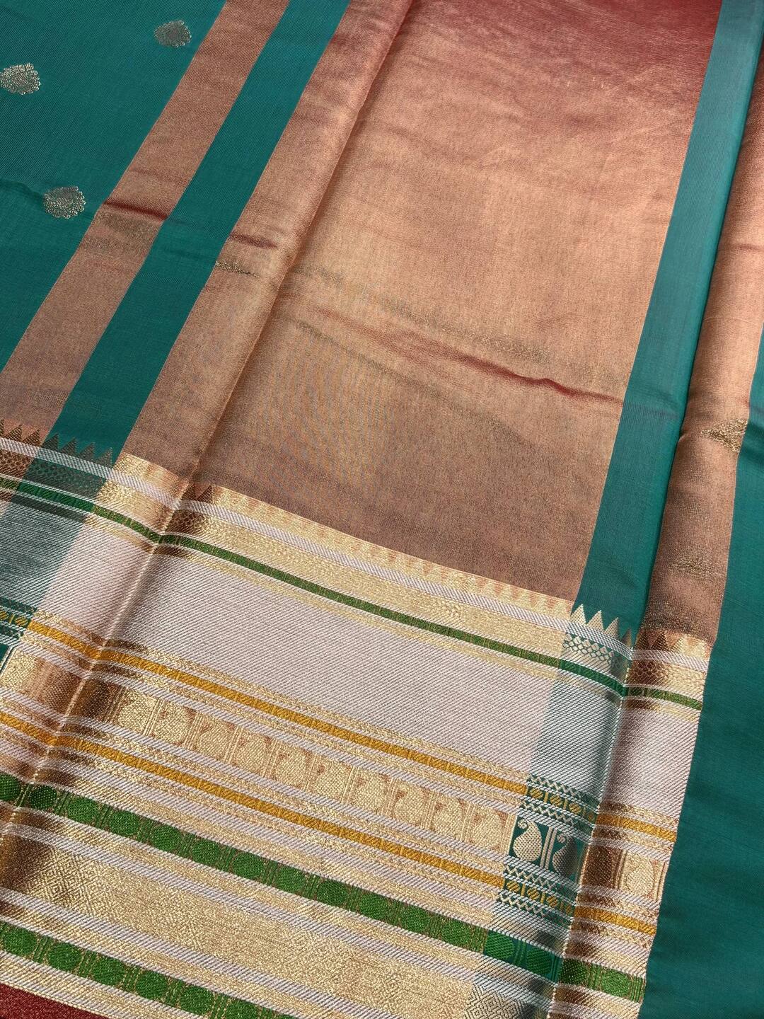 Deep Turquoise Banaras Cotton Silk Saree